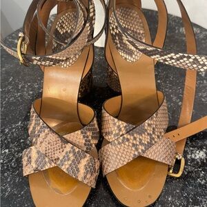 Gucci Brown Snakeskin Strappy Sandals